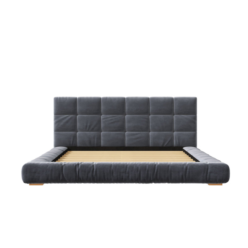 Upholstered Platform Bed Frame With Tufted Headboard