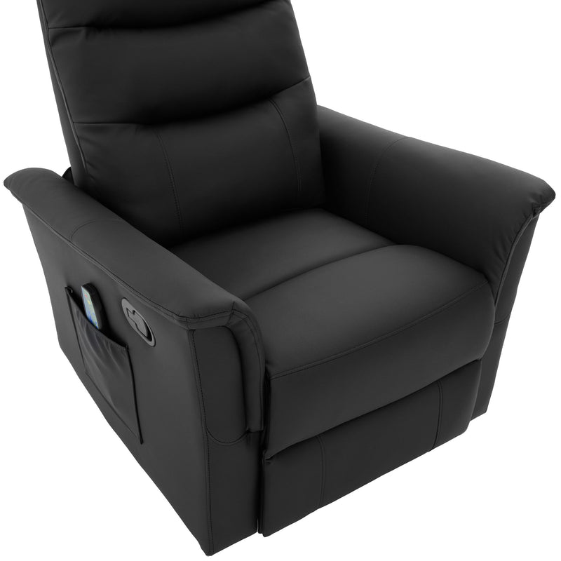 Manual Recliner Chair With 8 Point Massage And Swivel Function For Living Room - Black