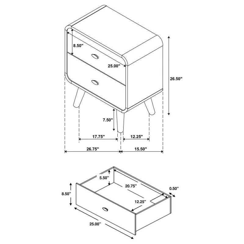 Robyn - 2-Drawer Nightstand