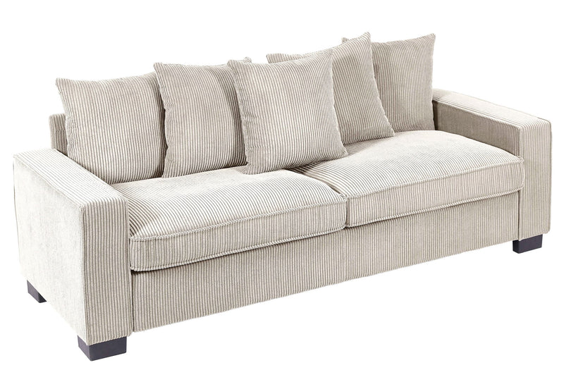 Luxe Sofa With 5 Matching Toss Pillows, Sleek Design, Spacious And Comfortable 3 Seater Couch
