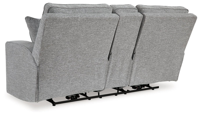 Biscoe - Power Reclining Loveseat With Console /Adj Headrest - Pewter