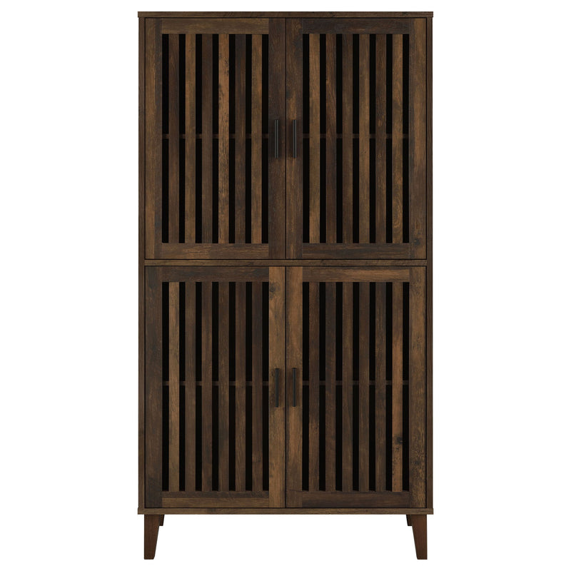 Sakai - 4 Door Tall Accent Cabinet With Slatted Doors - Brown