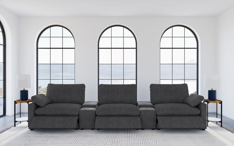 Collins 5-piece Power Reclining Home Theater Seating Dark Grey