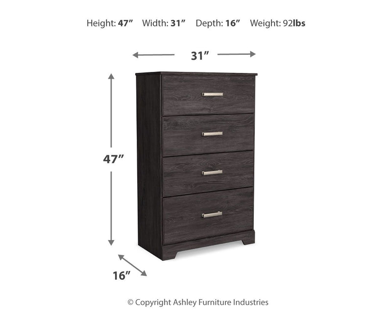 Belachime - Four Drawer Chest - Charcoal