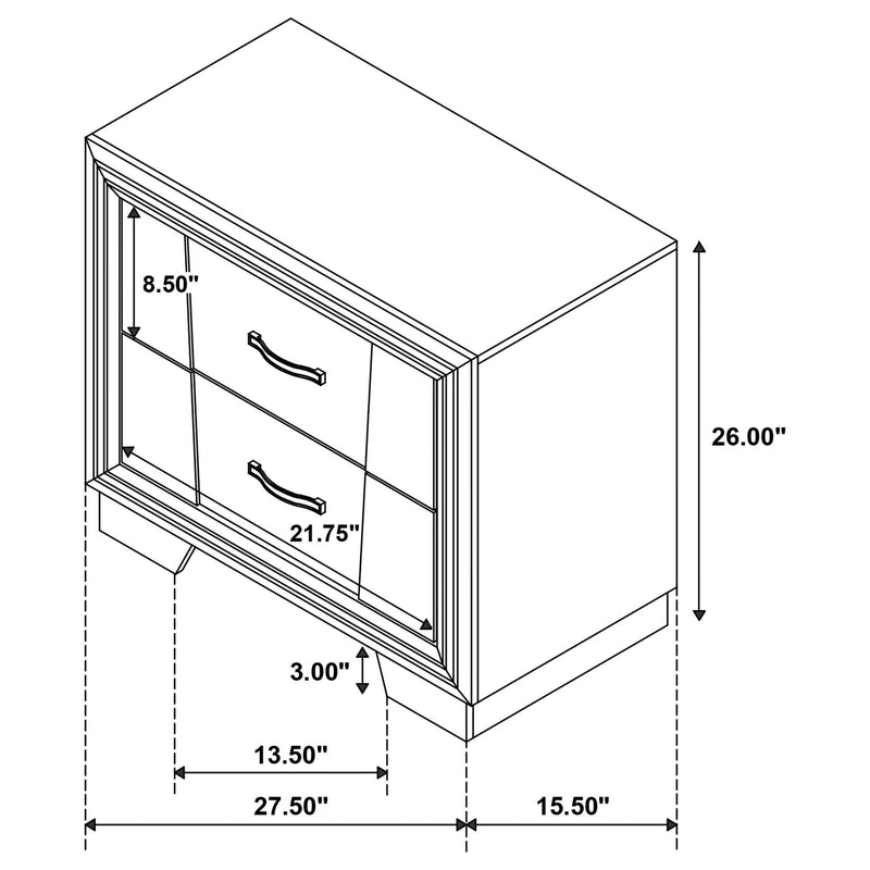 Janine 2-drawer Nightstand Bedside Table Grey