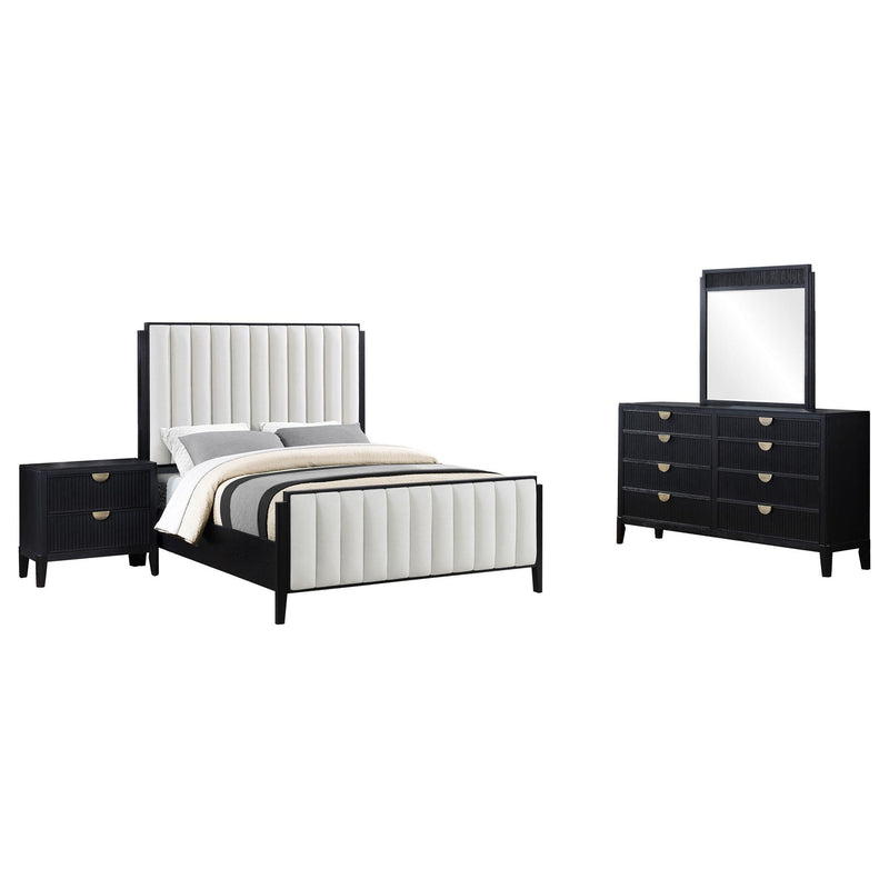 Brookmead 4-piece Upholstered Cal King Bedroom Set Black