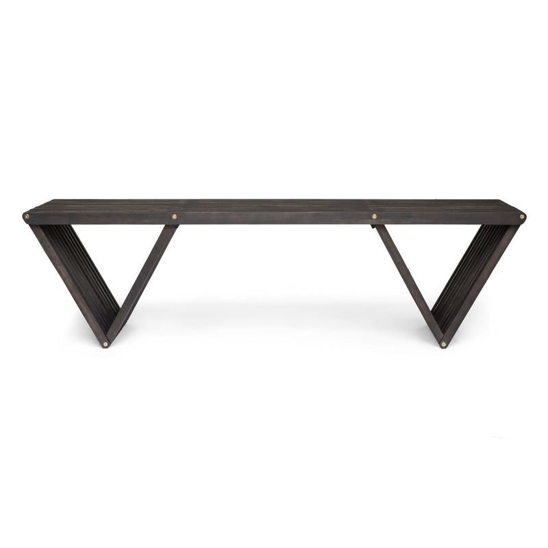 Gloaming - Outdoor Bench With Slat Design And Triangular Base - Dark Gray