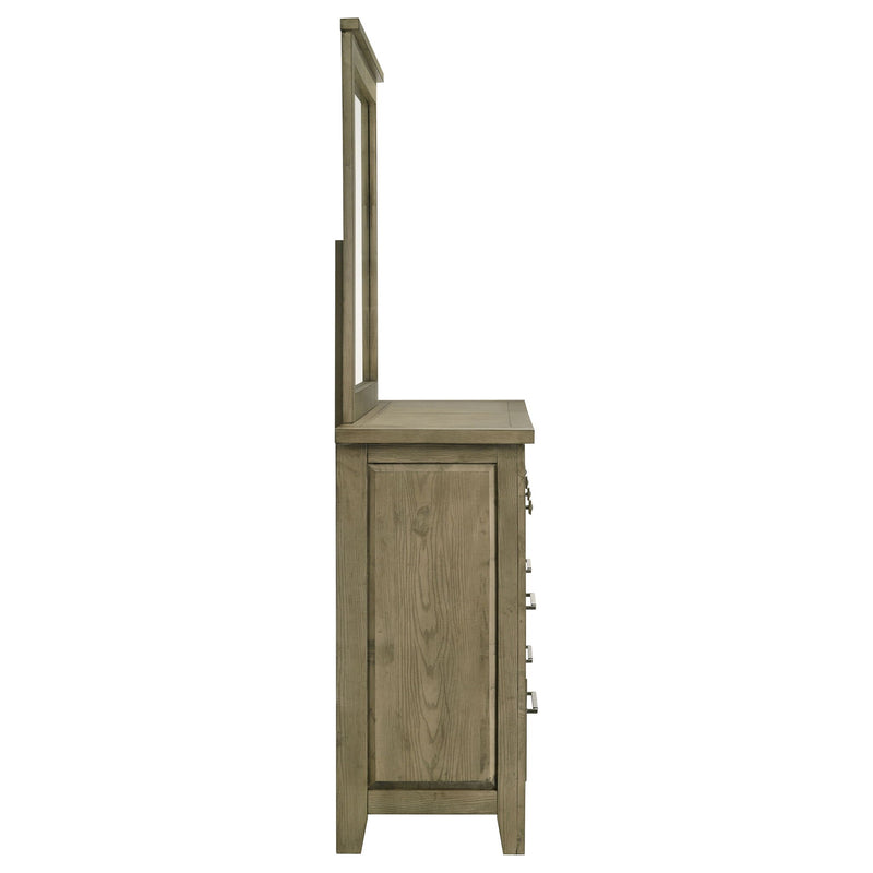Pelton - 6 Drawer Dresser With Mirror - Oak