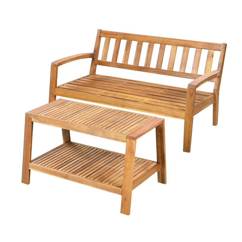2 Piece Outdoor Conversation Set (Loveseat & Coffee Table With Water-Resistant Cushions)