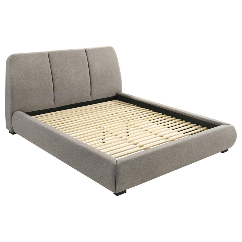 Mokena 46-inch Upholstered California King Platform Bed Taupe