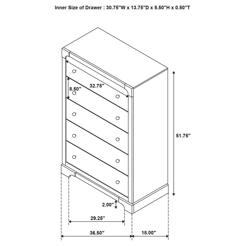 Gran Park 5-drawer Bedroom Chest of Drawers Dark Cocoa