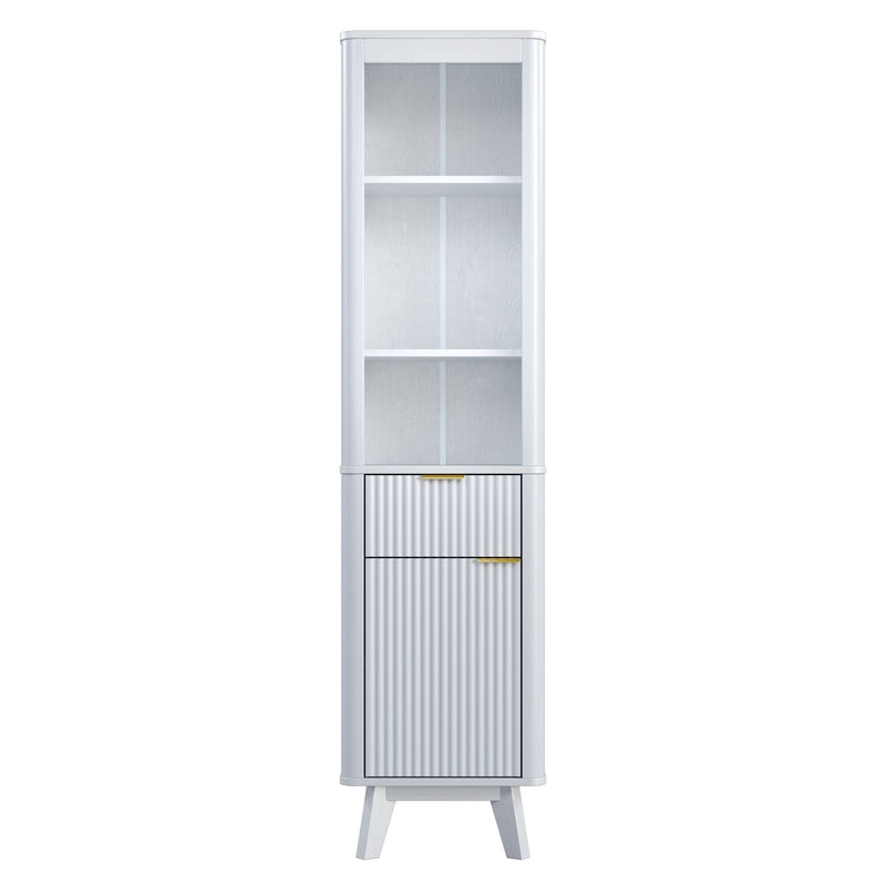 Tall Bathroom Storage Cabinet With Adjustable Shelves And 1 Drawer & Door