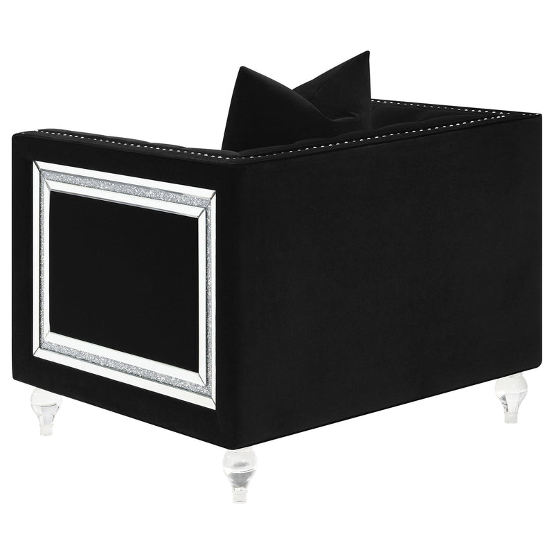 Delilah Upholstered Tufted Tuxedo Arm Accent Chair Black