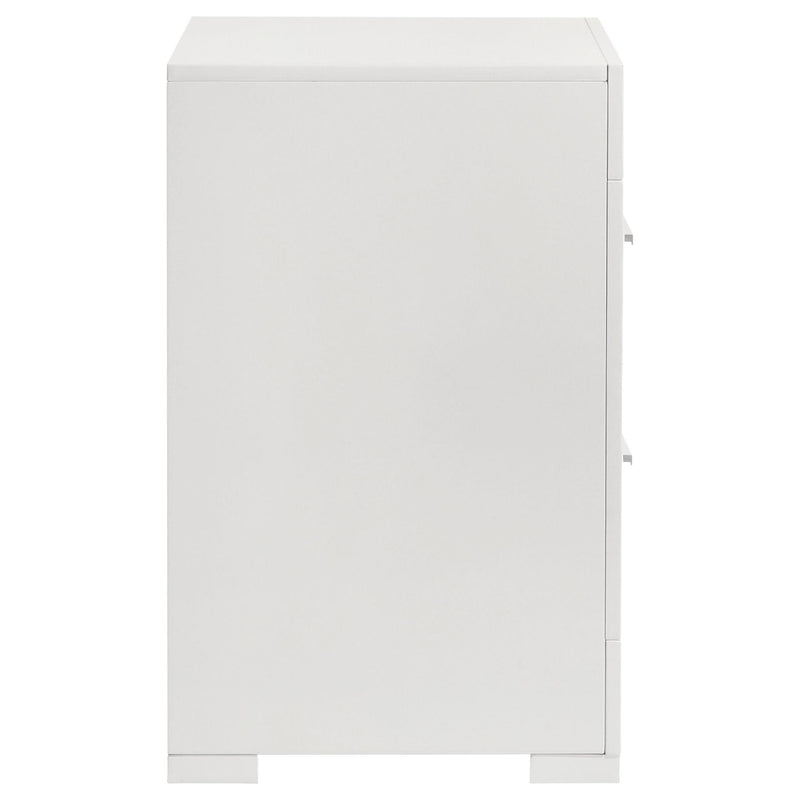Ives 2-drawer Nightstand Bedside Table White High Gloss