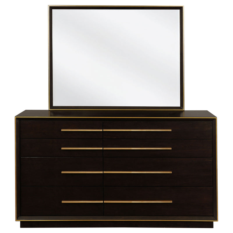 Prescott - 8 Drawer Dresser With Mirror - Smoked Peppercorn Brown