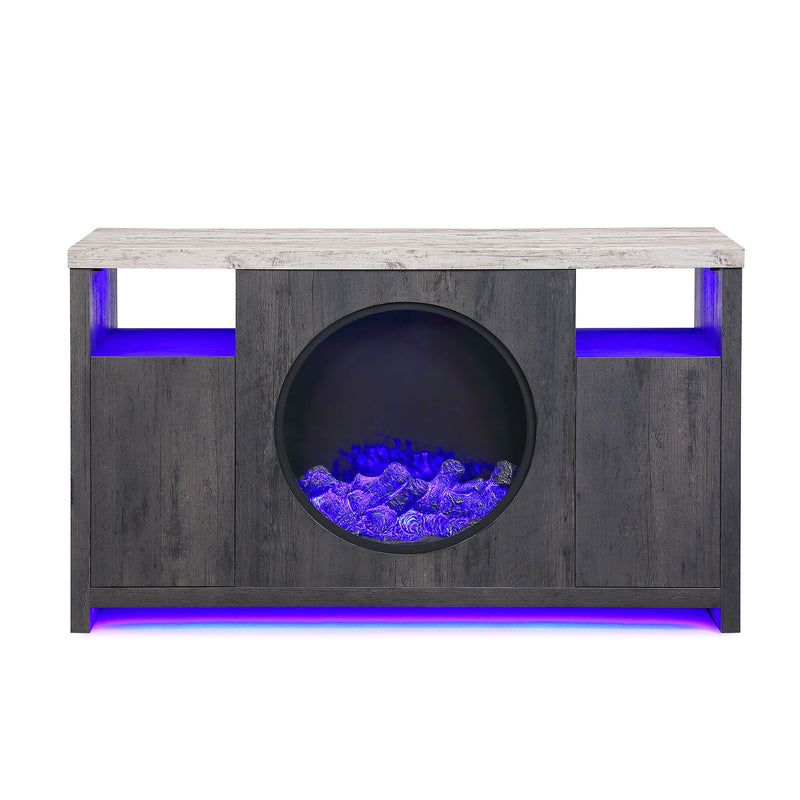 Nancy - Entertainment Unit With Bluetooth Speaker And LED Lighting - Gray