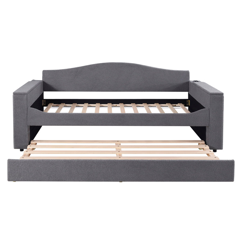 Upholstered Daybed With Storage Armrests, Trundle And Latest Integrated tooth Audio System