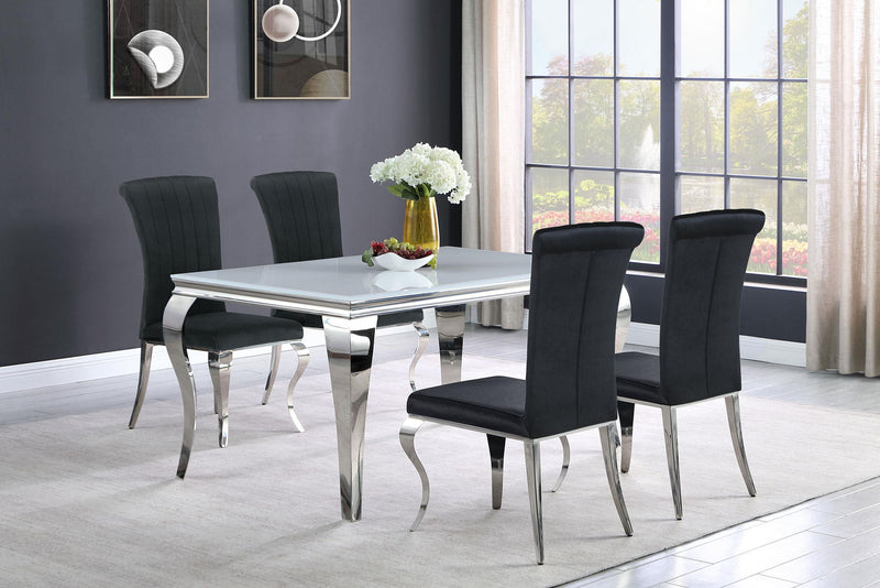 Carone 5-piece 61-inch Rectangular White Glass Dining Set Black