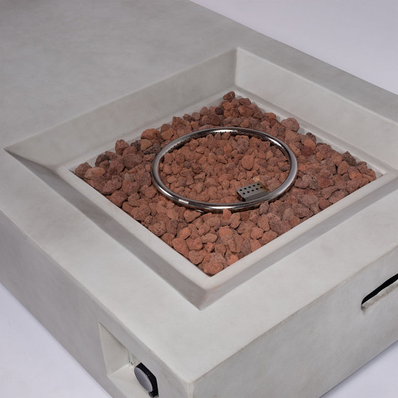 Propane Gas Fire Pit Table, 50000 Btu, Rectangular For Outside - Light Gray