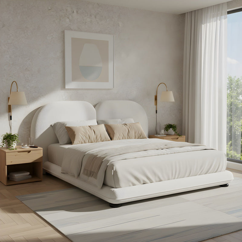 Upholstered Platform Bed With Split Headboard