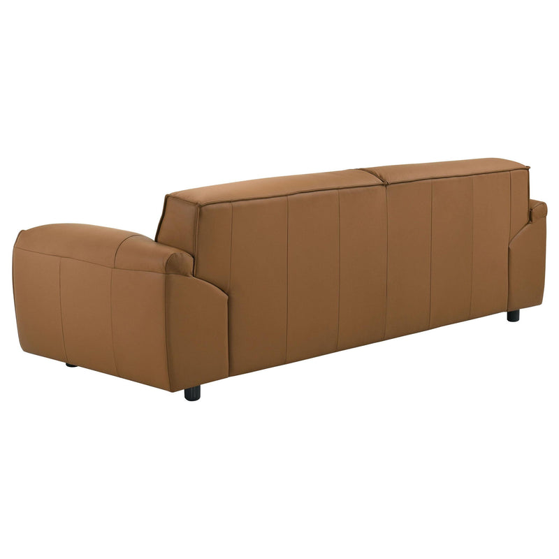 Buxton Top Grain Leather Upholstered Sofa Orange