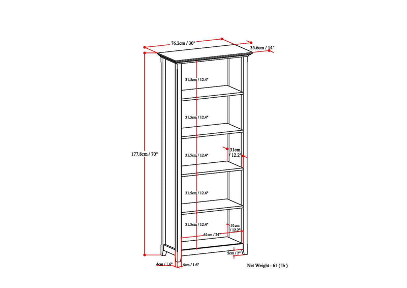 Amherst - 5 Shelf Bookcase - Light Brown