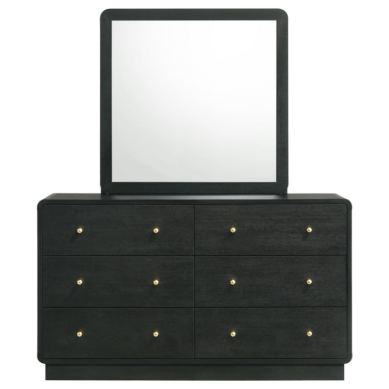 Burton - 6 Drawer Dresser With Mirror - Black