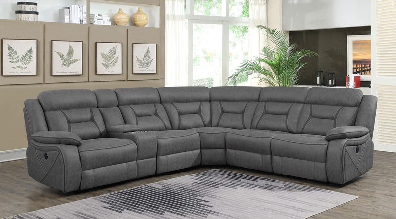 Higgins Upholstered RAF Power Recliner Grey