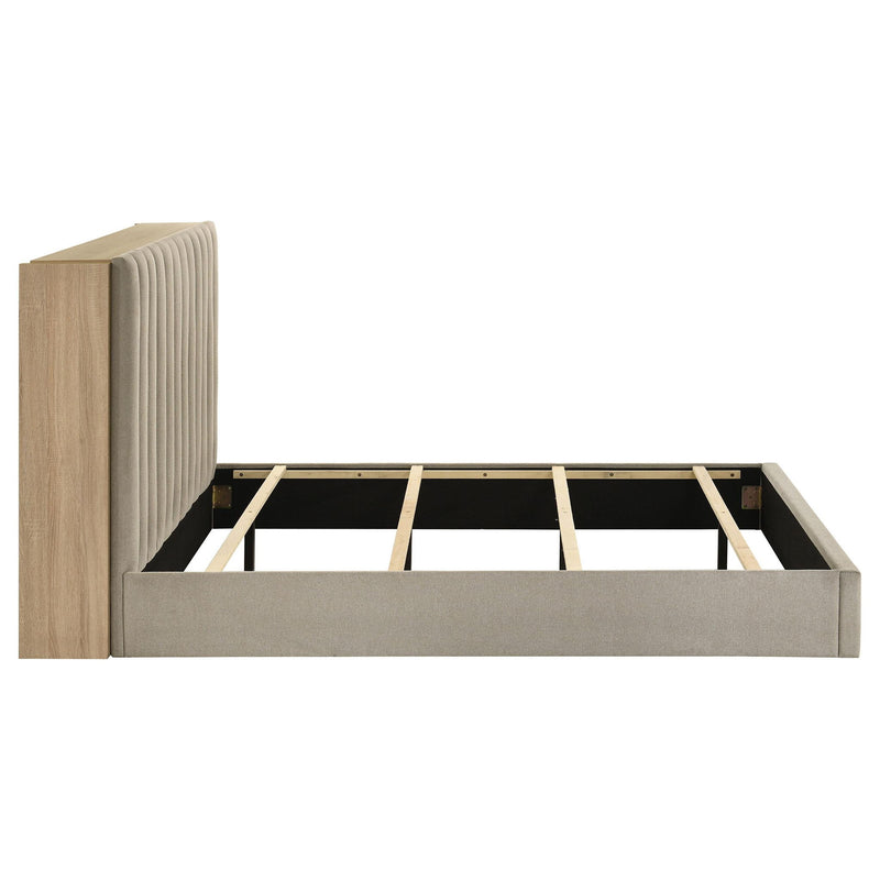 Arielle Queen Bookcase Panel Storage Bed Light Oak