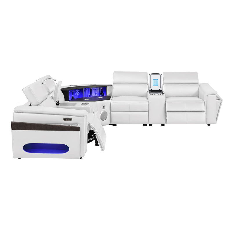Nova - Sectional With Bluetooth Speaker, LED And Lifting Wine Cabinet