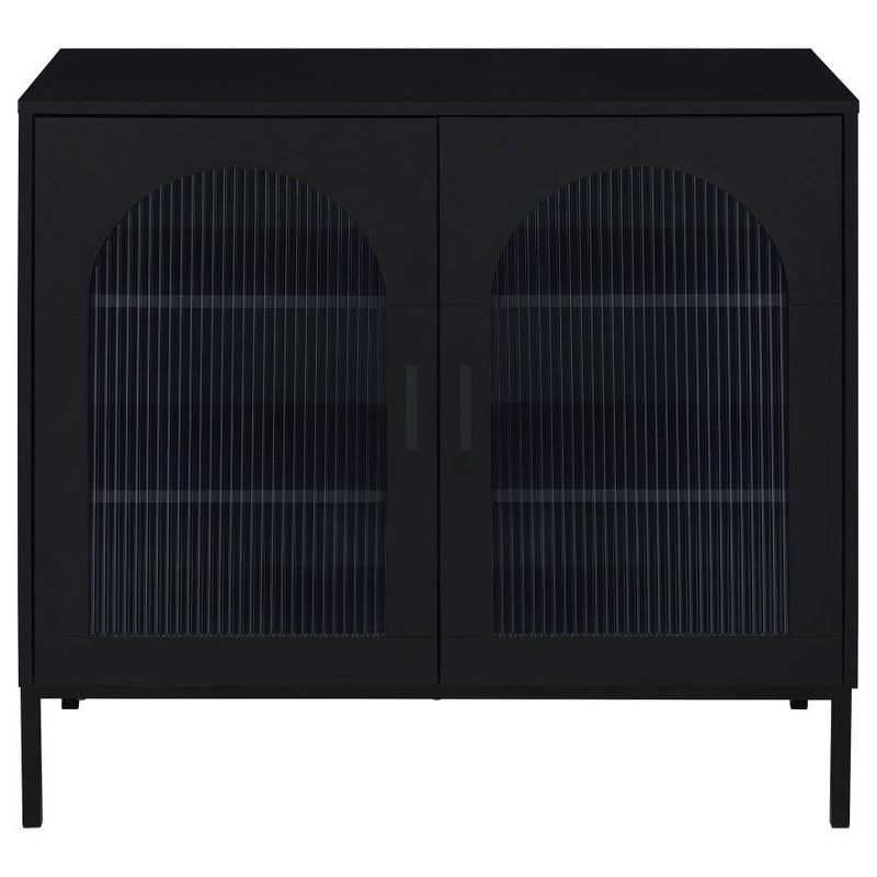 Jess - 2-Door Arched Fluted Glass Accent Cabinet - Black