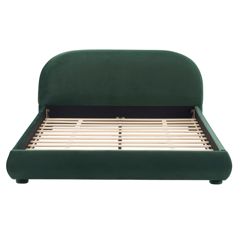 Upholstered Simple Modern Bedroom Bed With Curved Headboard