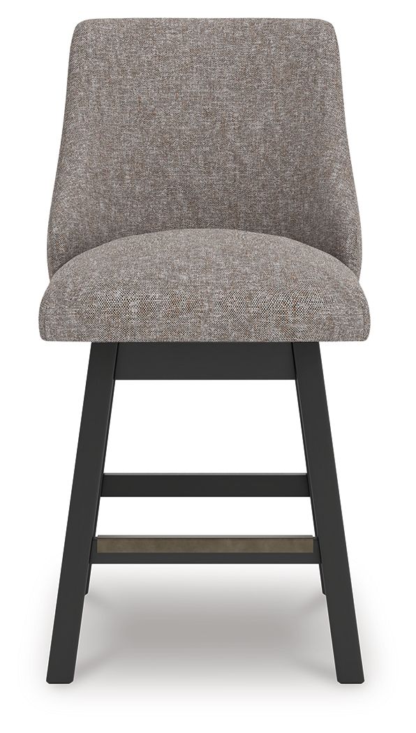 Neymorton - Upholstered Swivel Barstool (Set of 2) - Dark Grayish Brown