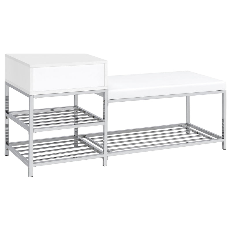 Yesler - 1 Drawer Storage Bench - Glossy White