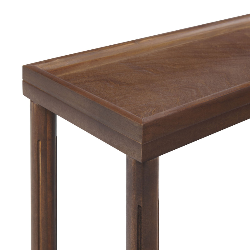 Narrow Side End Tables With Shelf (Set of 2) - Chestnut
