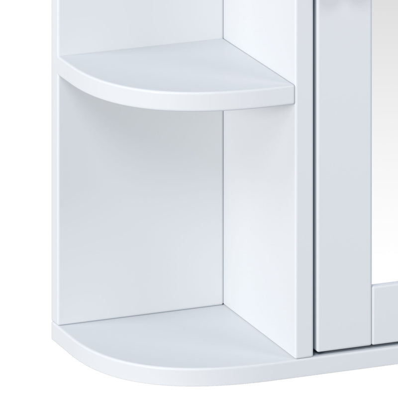 Bathroom Wall Storage Cabinet With Mirror And Adjustable Shelf, 6 Open Shelves