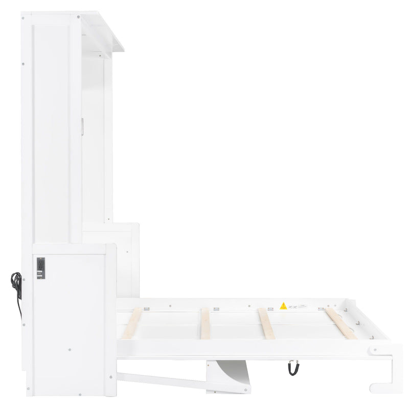 Murphy Bed With Desk, LED Lights And USB Charging Station