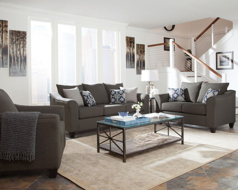 Salizar Upholstered Flared Arm Sofa Charcoal Grey