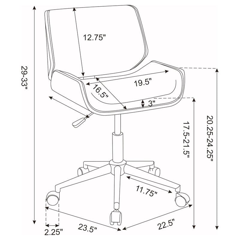 Addington Upholstered Adjustable Office Desk Chair Ecru