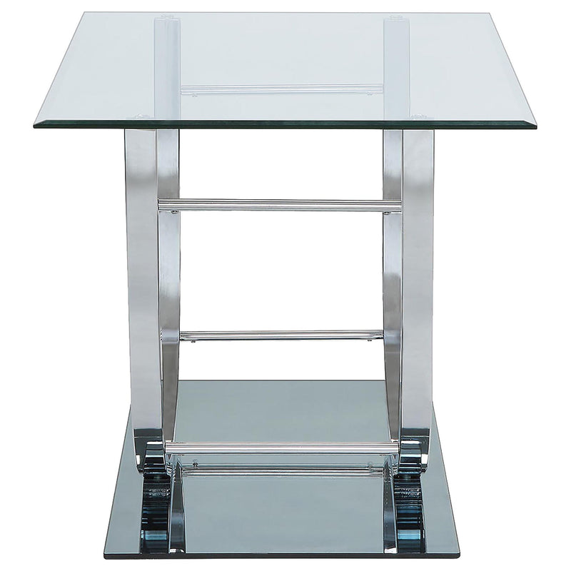 Danville 2-piece Glass Top Coffee and End Table Set Chrome