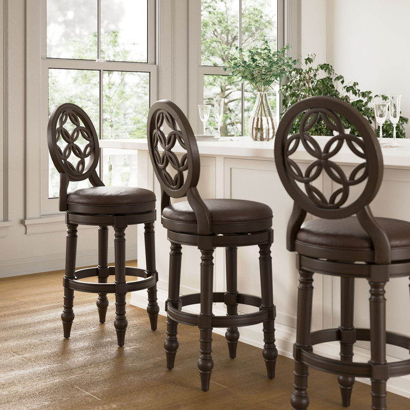 Stool With Back And Swivel Upholstered Seat