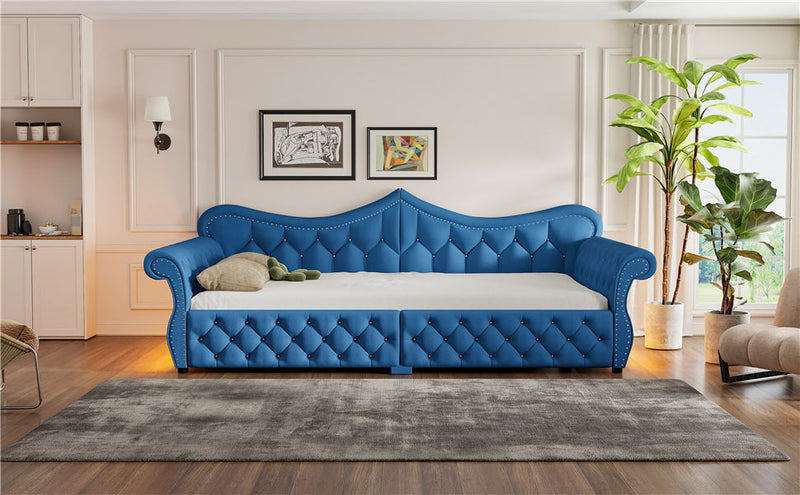 Upholstered Daybed With LED Lighting And Nailhead Trim