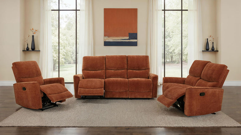 Navarro Chenille Upholstered Reclining Loveseat Burnt Orange