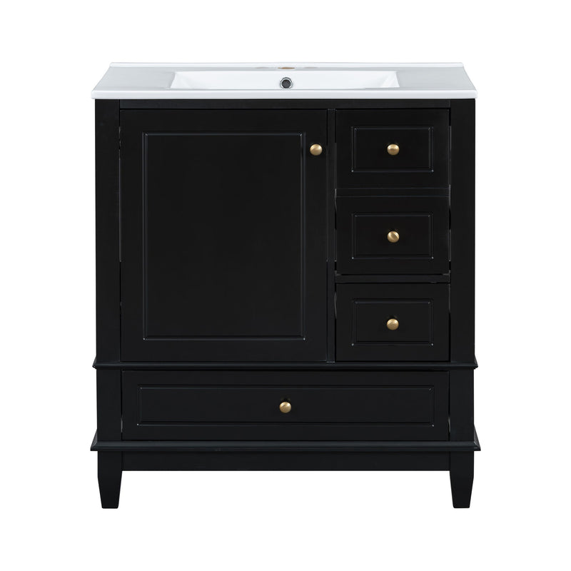 Freestanding Bathroom Vanity With Sink, Soft Close Door, 3 Drawers