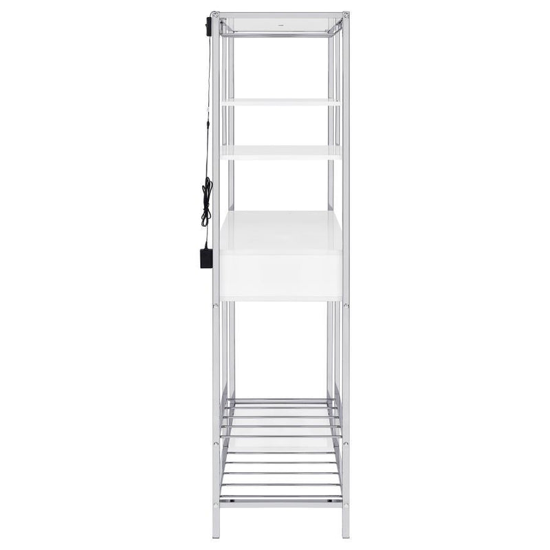 Figueroa - 5-Shelf Wine Storage Bar Cabinet - White High Gloss