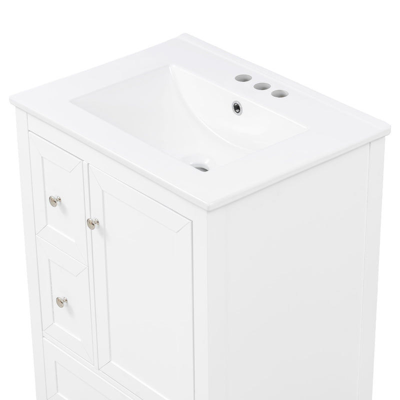 Modern Bathroom Vanity With Sink, Soft Close Drawers & Door, Storage Rack