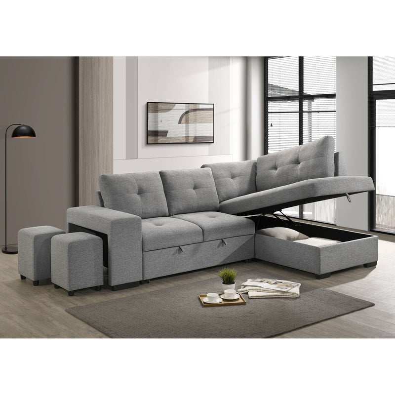 Atkinson - Sleeper Sectional Sofa With Lift Top Chaise - Gray