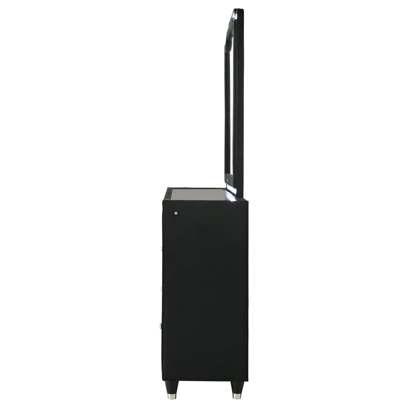 Mika - 8 Drawer LED Dresser With Mirror - Black