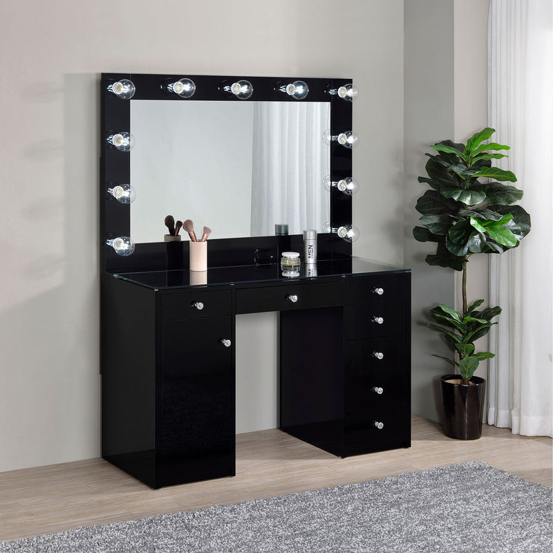 Fern - 7 Drawer Vanity Set With Mirror And Globe Lights
