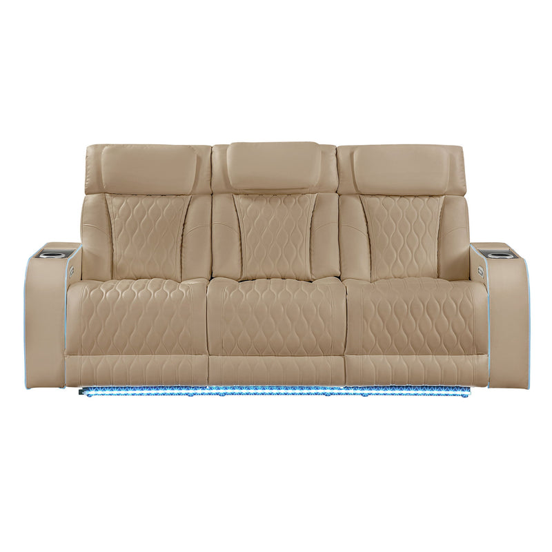 Electra - 3 Piece Power Reclining Sofa, Loveseat And Recliner Set With Power Headrests, Massage And LED Lighting
